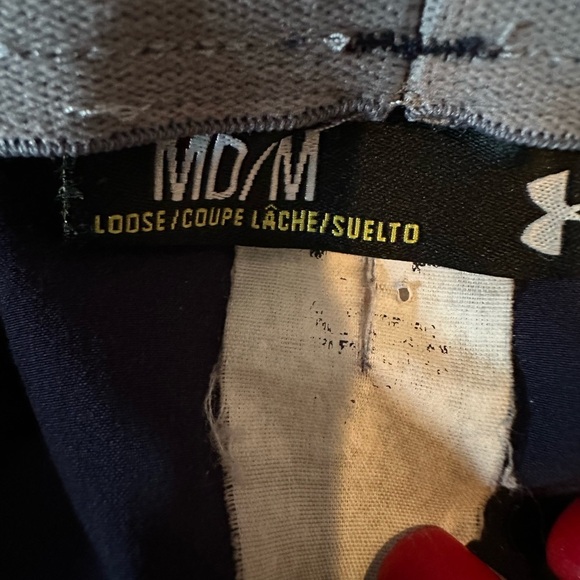 Under Armour Shorts Navy Blue Logo Pockets Elastic Waist Drawstring Men's Medium - Picture 5 of 5